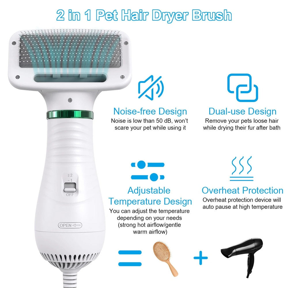 BlowDry Pro™ 2-in-1 Dog Hair Dryer & Detangling Brush